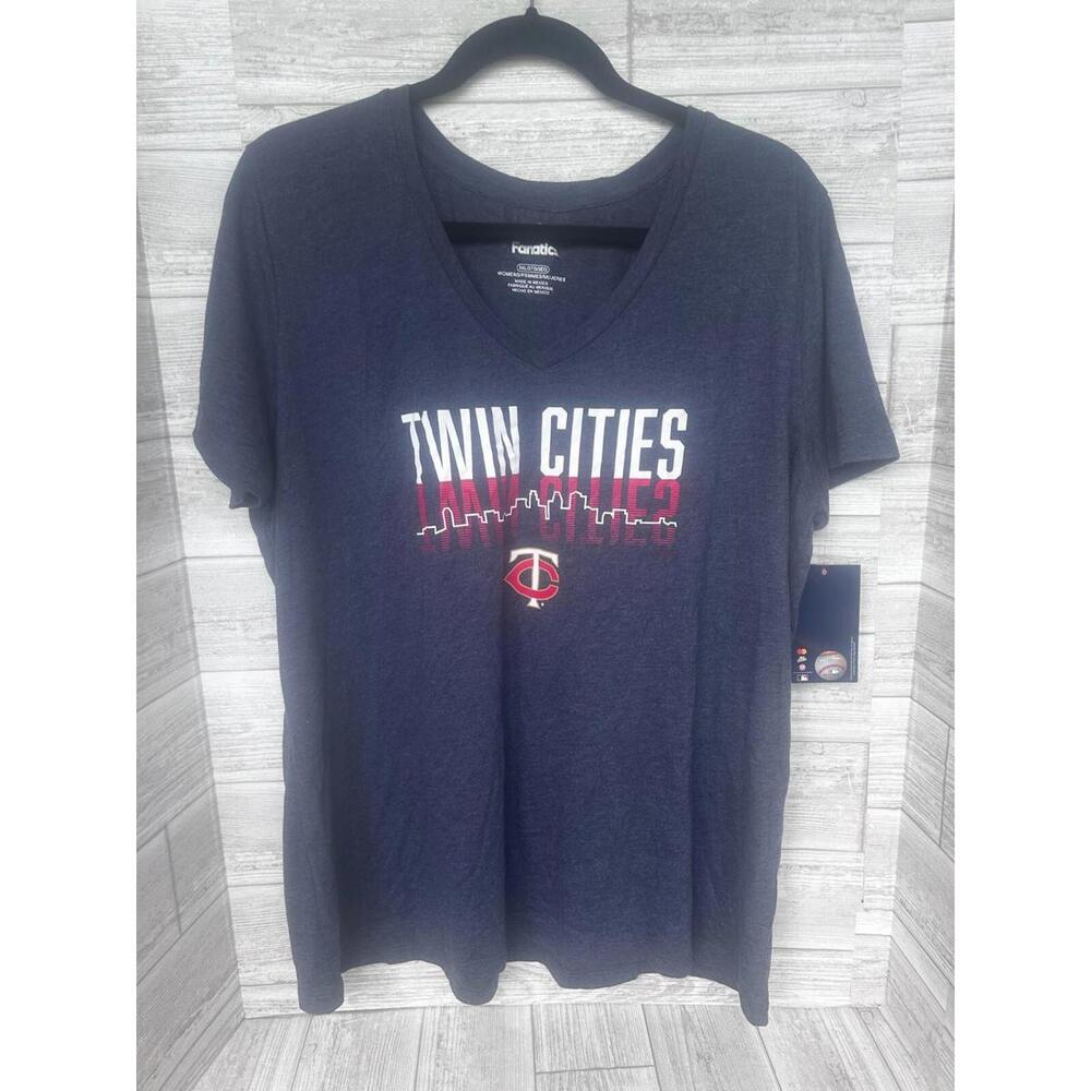 Minnesota Twins Twin Cities T-Shirt Fanatics Womens 3X Plus V-Neck MLB Tee NWT